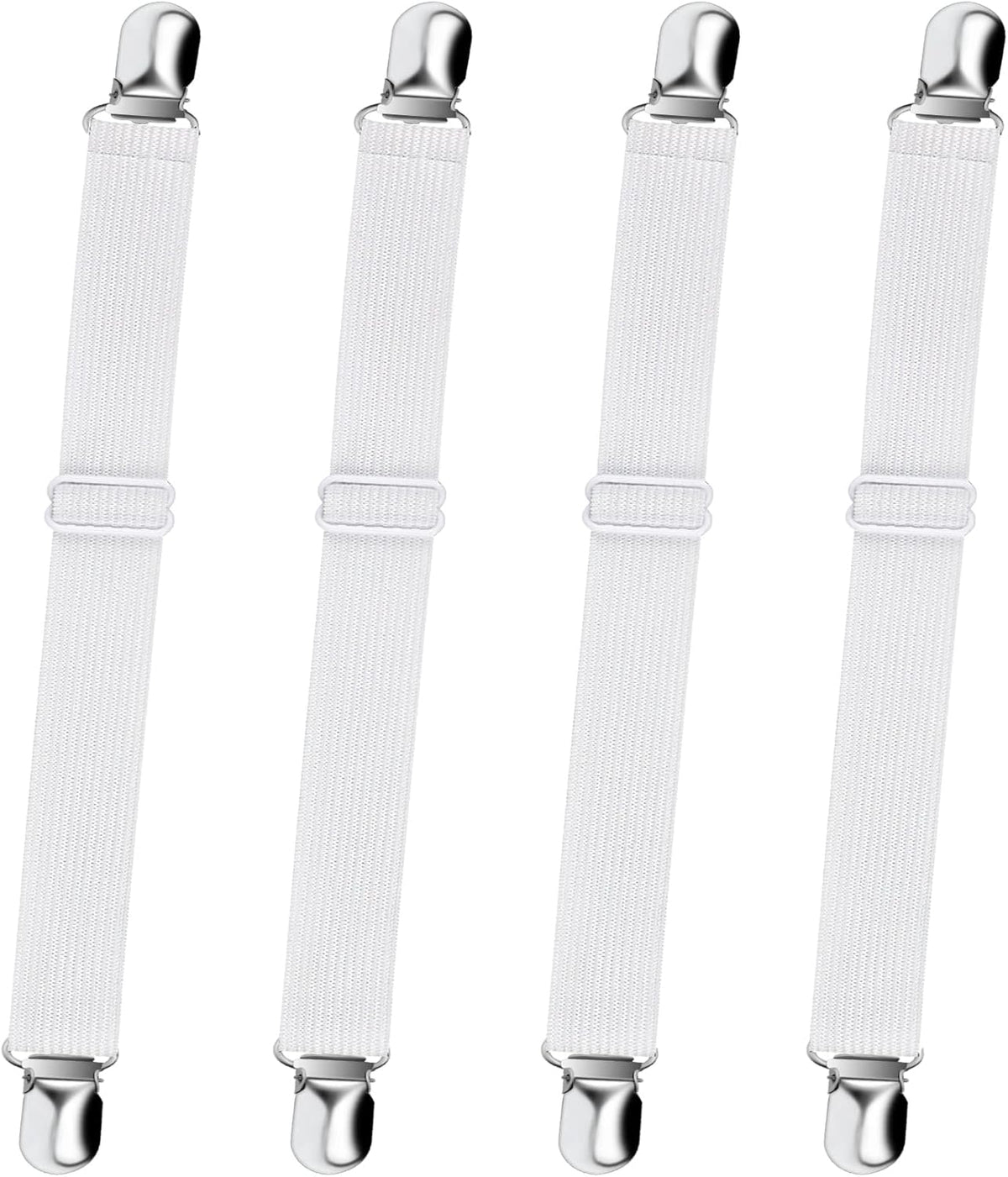Sopito Sheet Straps, Adjustable Elastic Bed Sheet Holder, 4pcs White