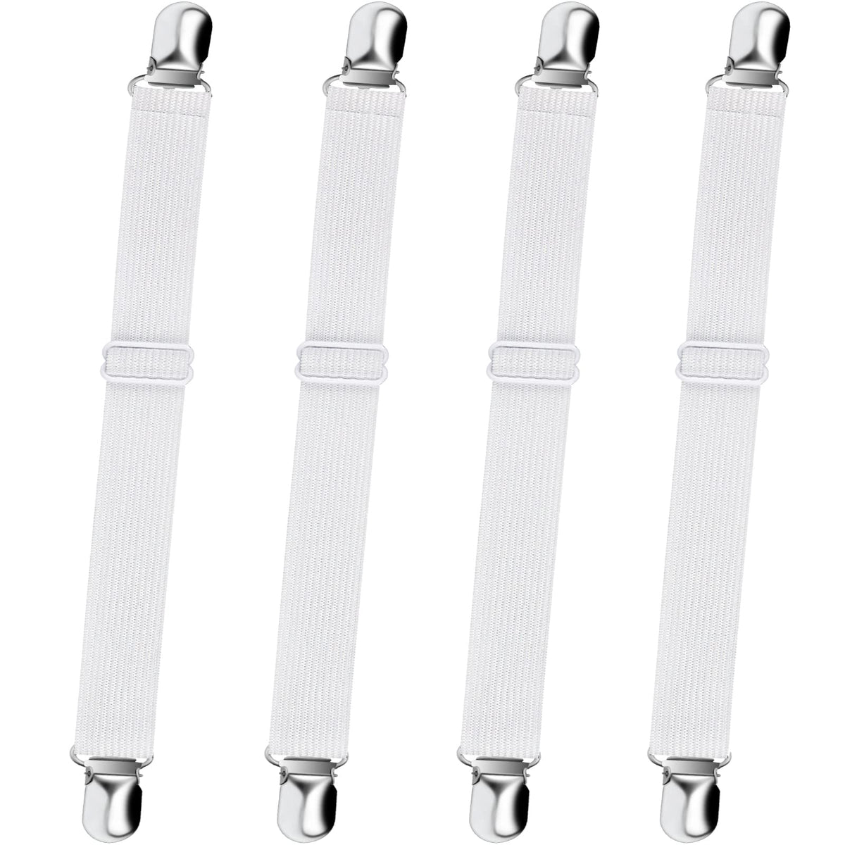 Sopito Sheet Straps, Adjustable Elastic Bed Sheet Holder, 4pcs White
