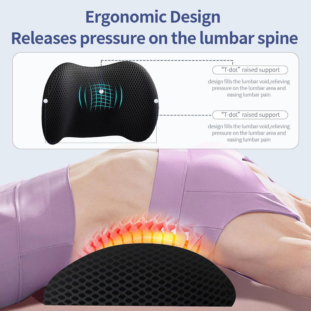 Lumbar Support Pillow for Office Chair, Memory Foam Car Back Cushion