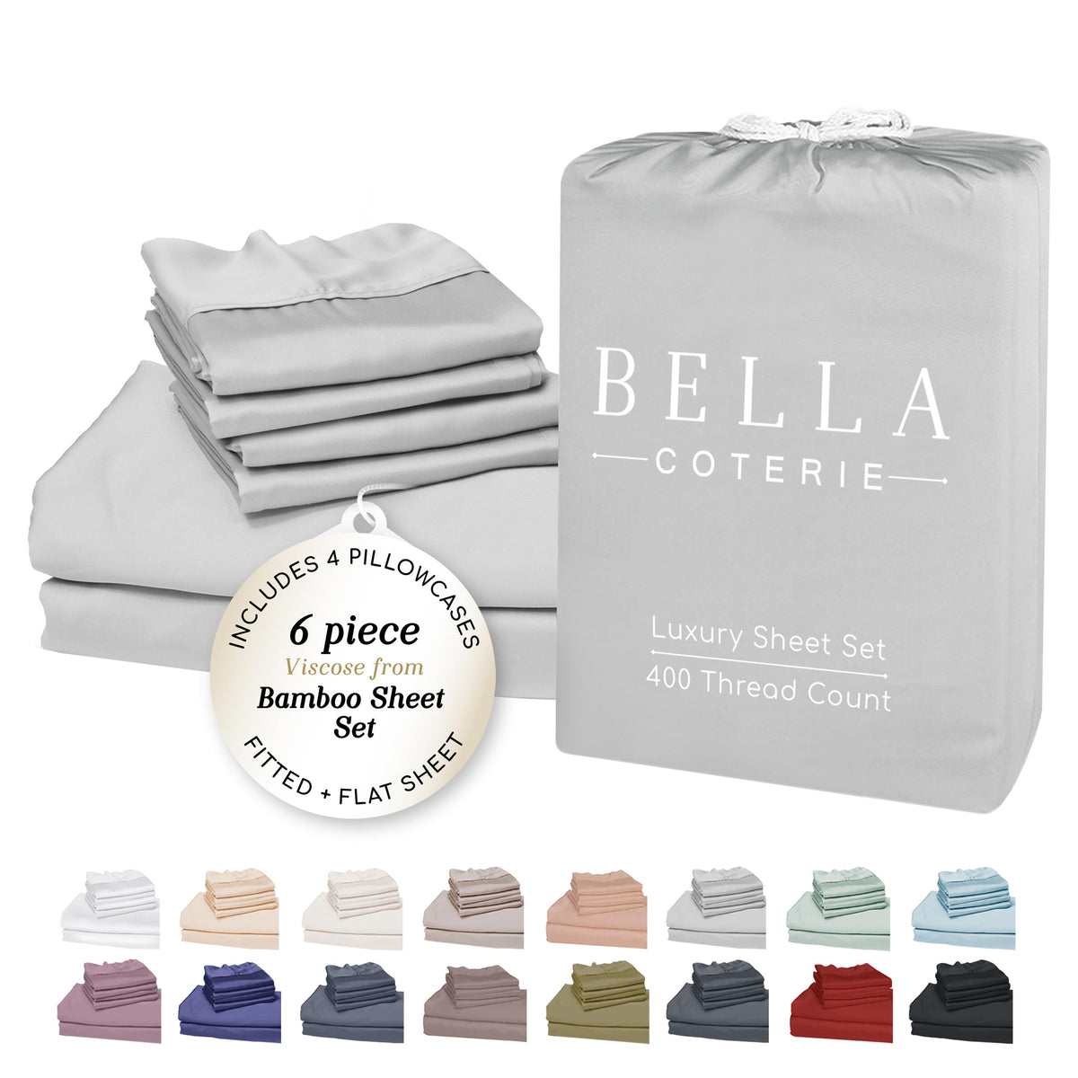 Bella Coterie Luxury Bamboo Viscose Queen Size Sheet Set