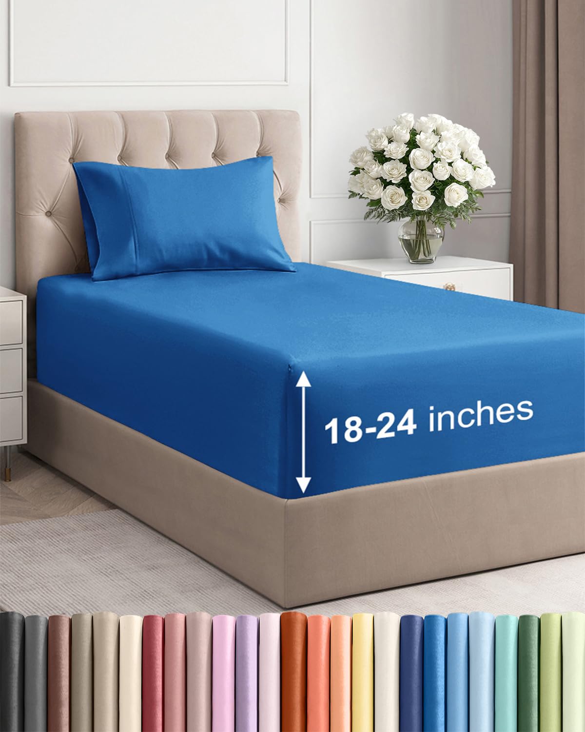 Extra Deep Queen Sheet Set - 4 Piece Breathable Cooling Sheets - Dark Grey