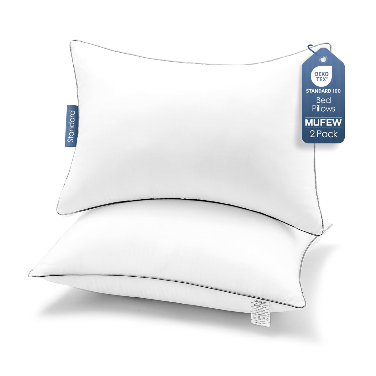 Pillows Standard Size Set of 4, Ultra Thick Down Alternative Bed Pillows,Cooling Hotel Quality Standard Pillow for Back, Stomach or Side Sleepers, Machine Washable(White,4 Pack)
