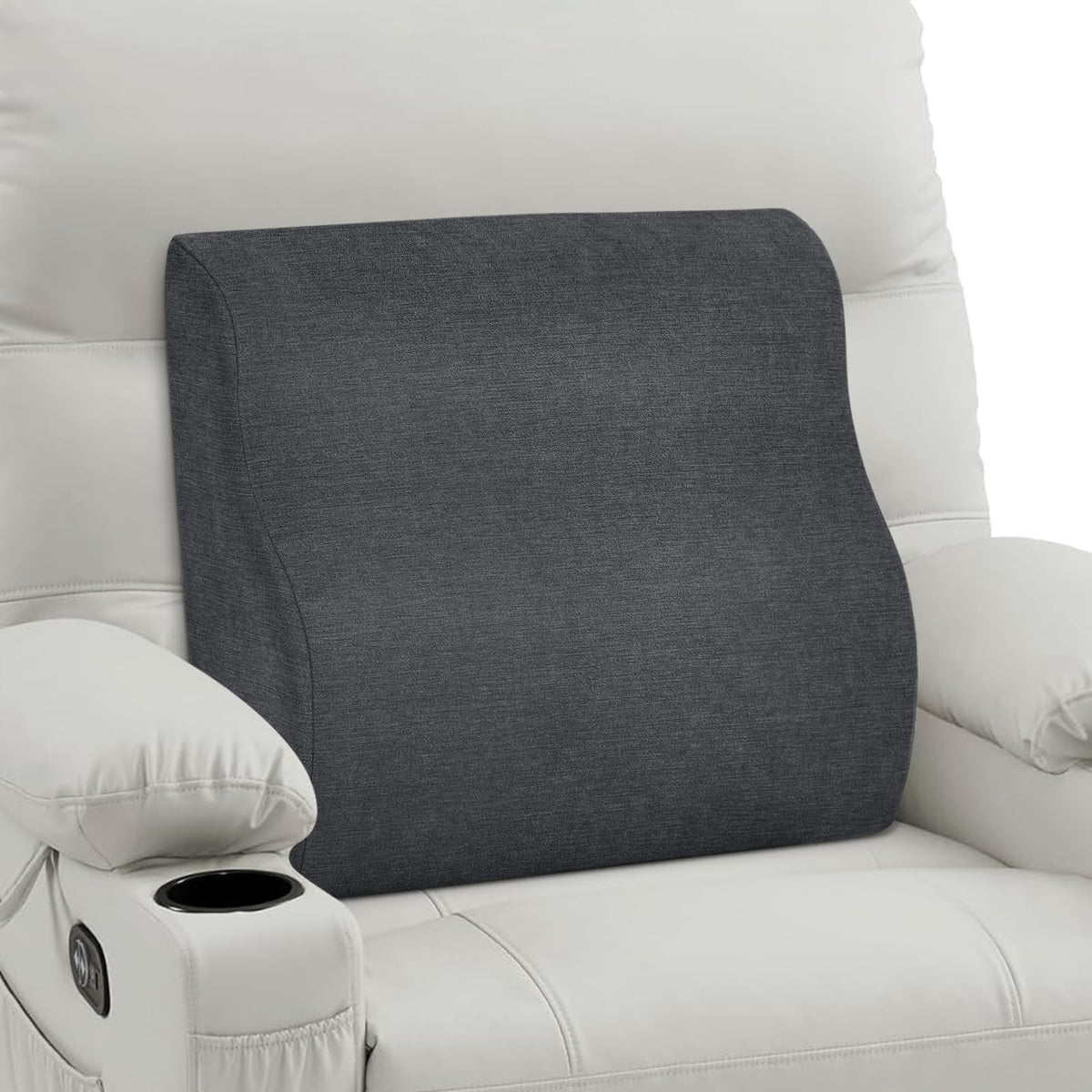 Back Support Pillow for Recliner Dual Layer Lumbar Support Pillow with Gel Memory Foam Ergonomic Orthopedic Lumbar Cushions for Elderly Lower Back Pain Relief Washable Cover Dark Grey