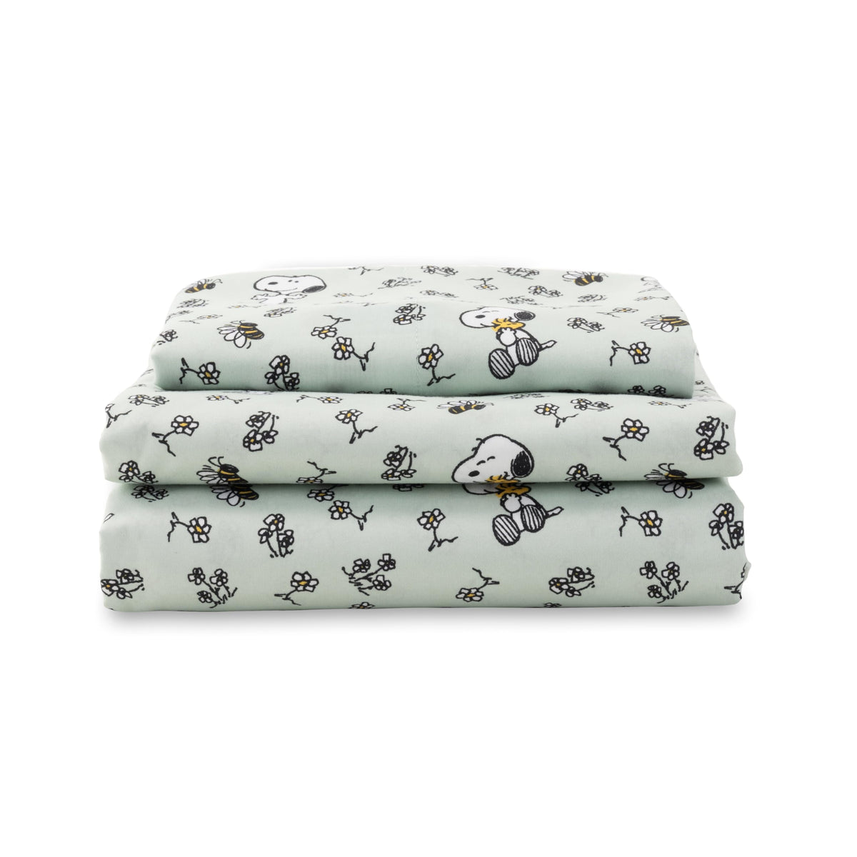 Berkshire Peanuts® Sheet Set Queen Size - 4 Pieces,Cute Character Snoopy Printed Soft Microfiber Bed Sheets,Peanuts Poses and Paws Grey