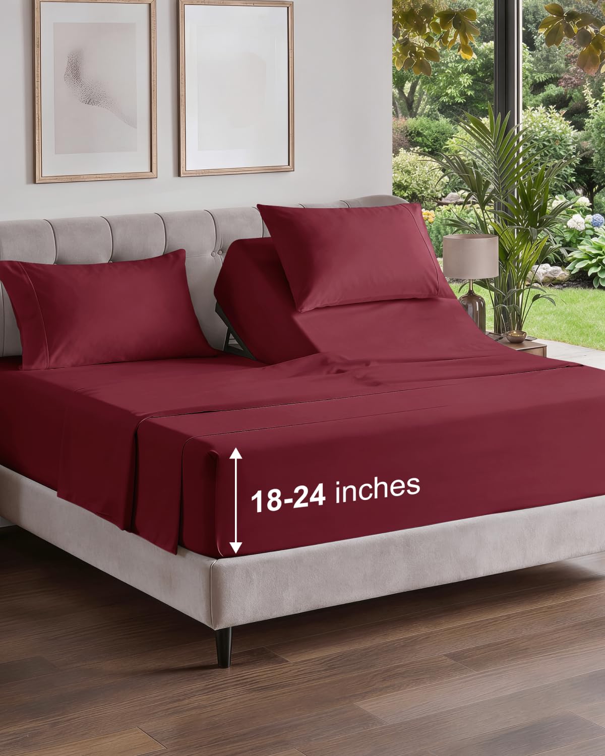 Extra Deep Queen Sheet Set - 4 Piece Breathable Cooling Sheets - Dark Grey