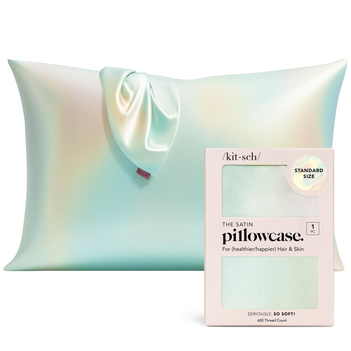Kitsch Satin Pillowcase with Zipper - 2 pcs Standard Size, Aura