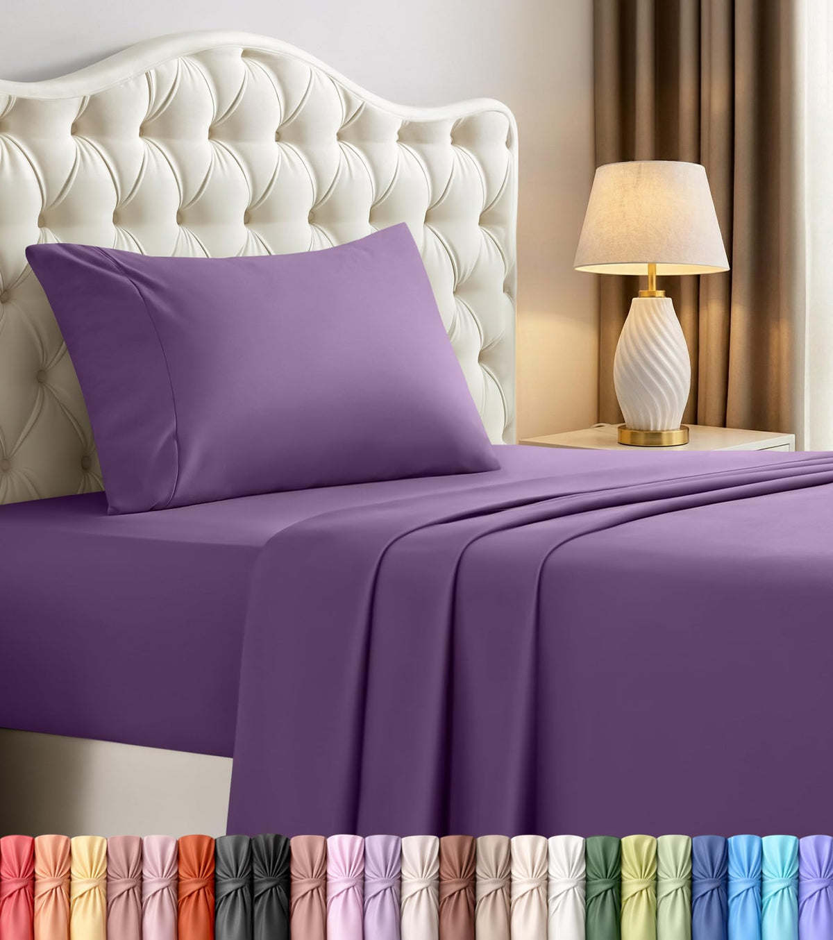 King Sheets Set, 4 Pieces 16" Deep Pocket Hotel Luxury Bed Sheets, Grey