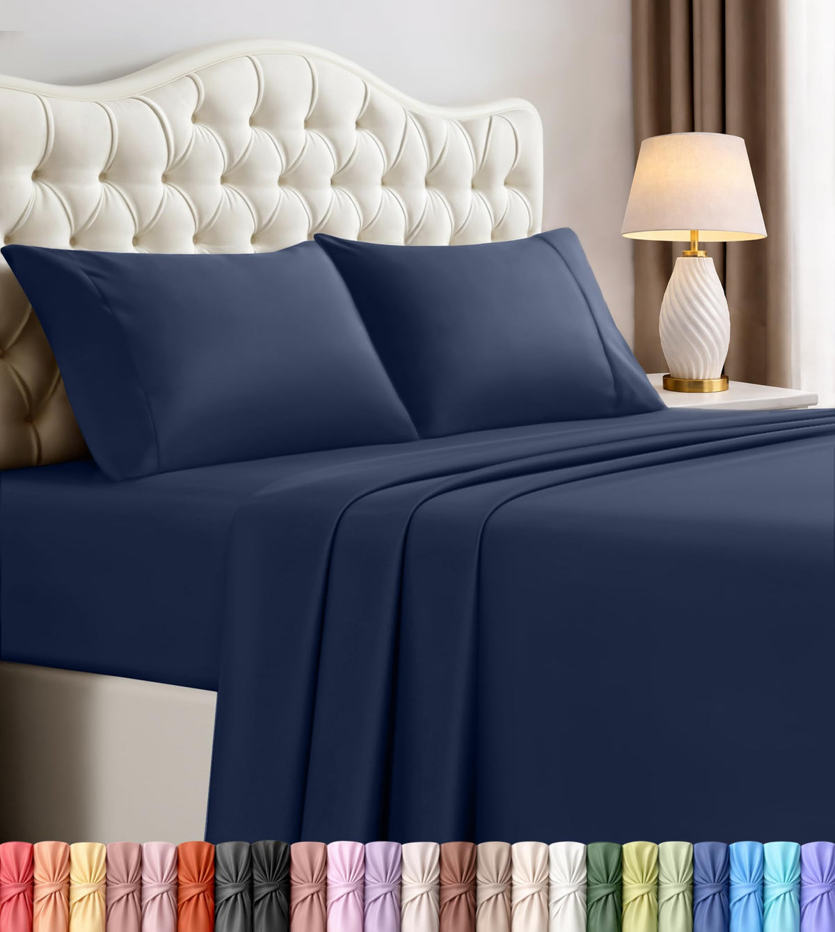 Queen Sheets Set, 4 Pieces 16" Deep Pocket Hotel Luxury Bed Sheets, Brown
