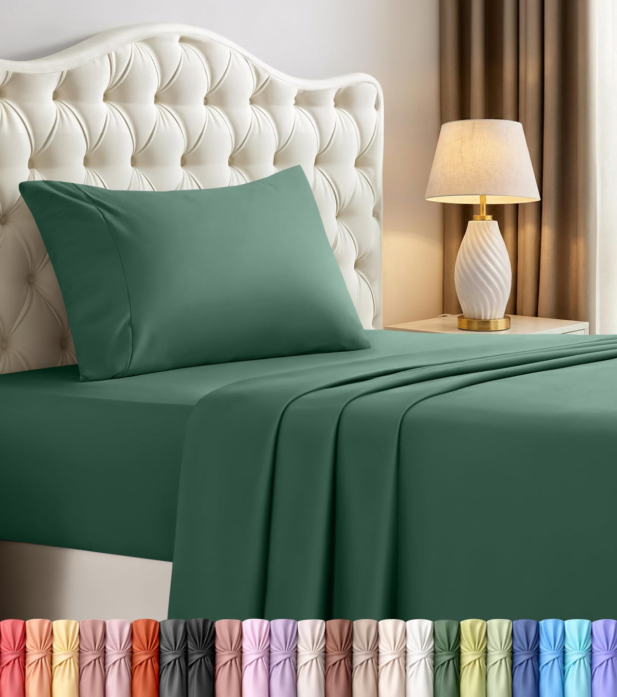 Twin Sheets Set, 3 Pieces 16" Deep Pocket Hotel Luxury Bed Sheets, Grey
