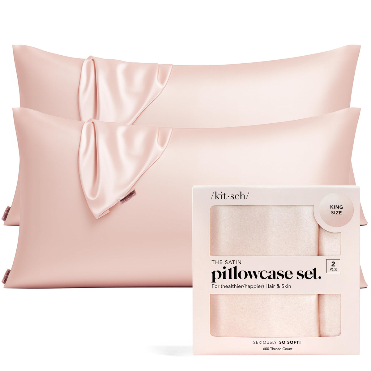 Kitsch Satin Pillowcase with Zipper - 2 pcs Standard Size, Aura