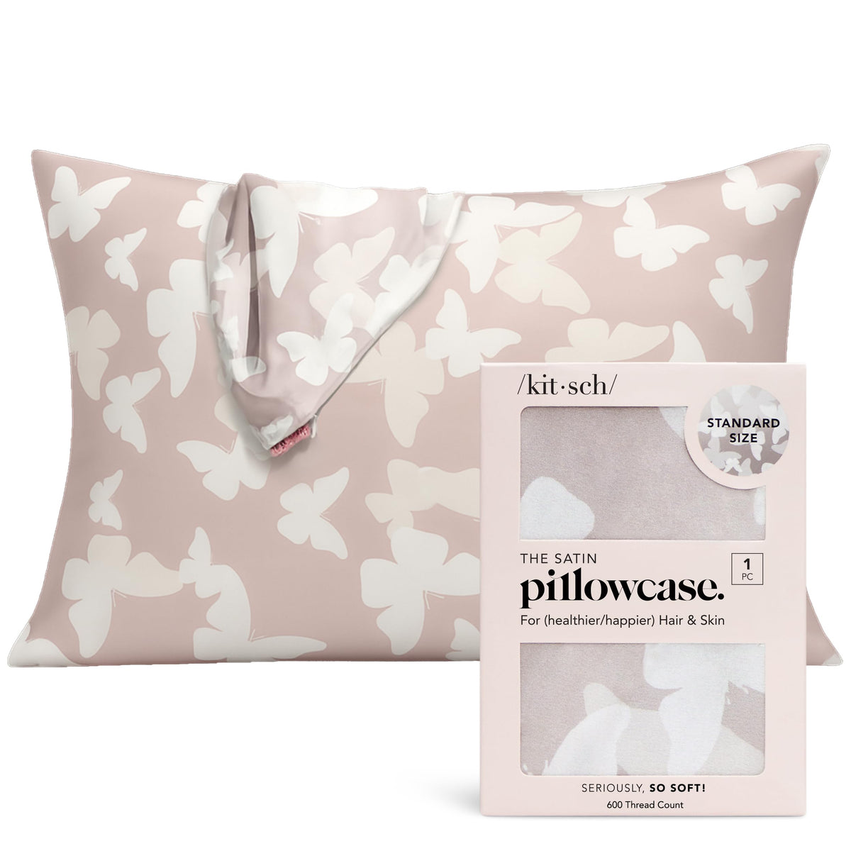 Kitsch Satin Pillowcase with Zipper - 2 pcs Standard Size, Aura