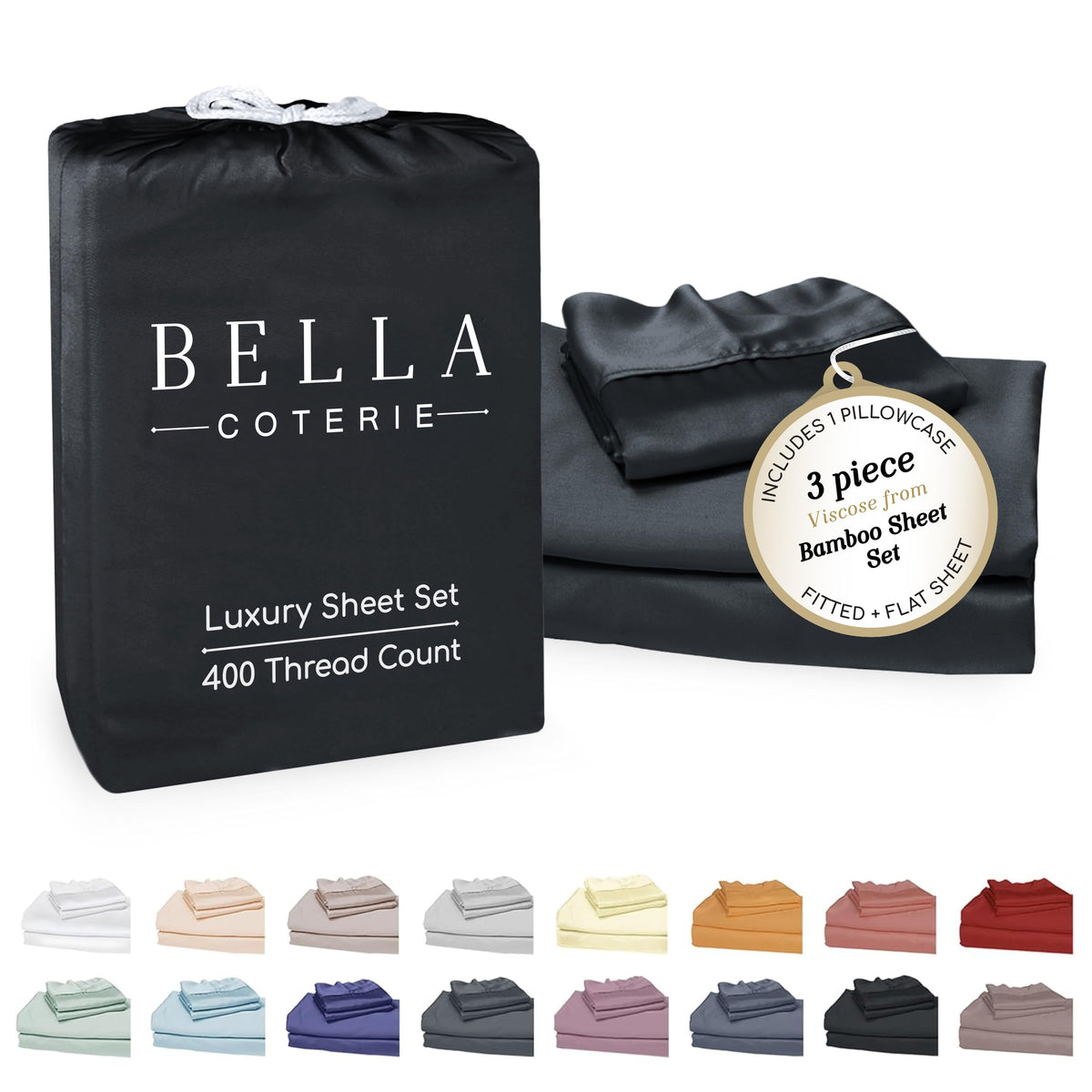 Bella Coterie Luxury Bamboo Viscose Queen Size Sheet Set