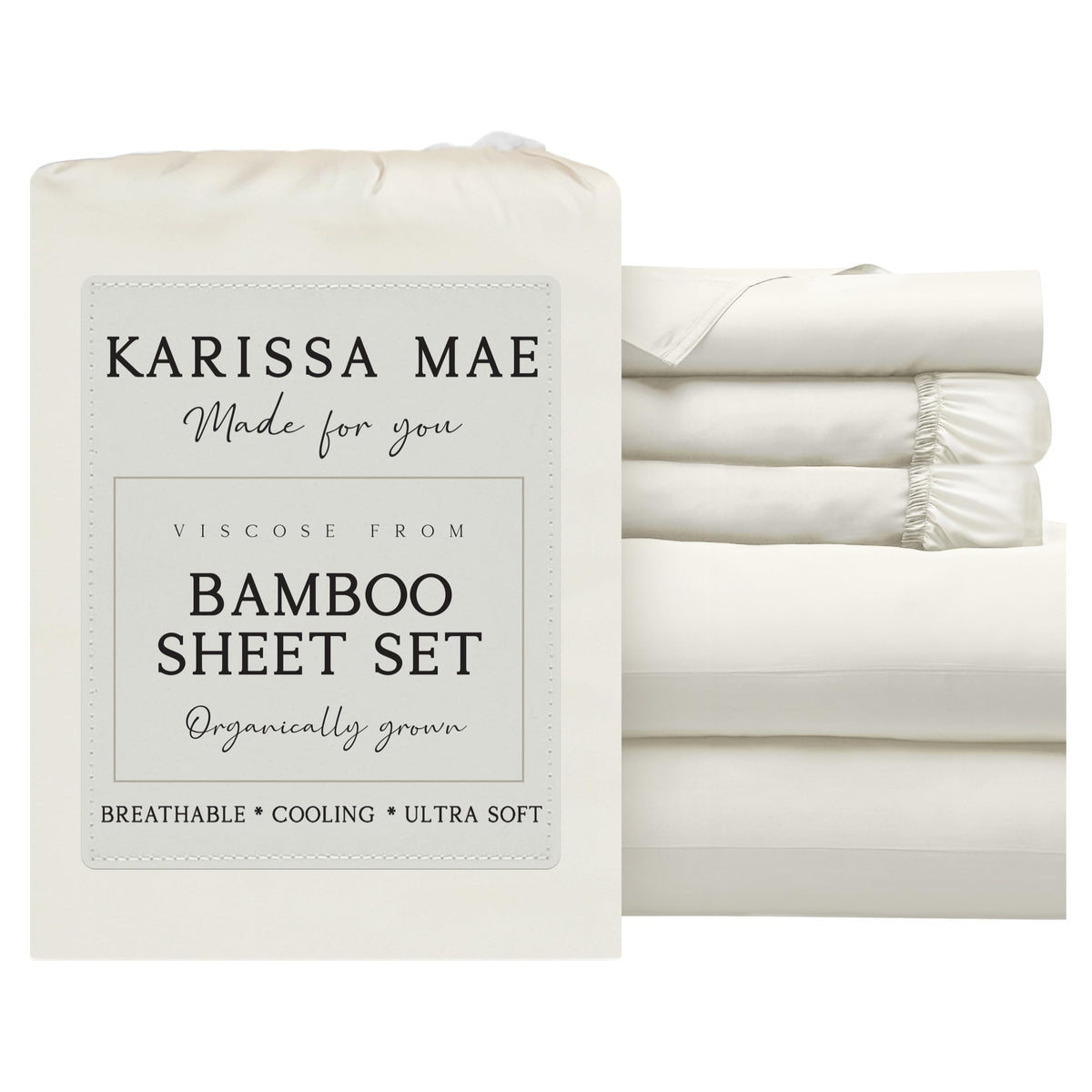 KARISSA MAE 7 Piece Luxury Bamboo Viscose Split King Sheets, FSC Certified