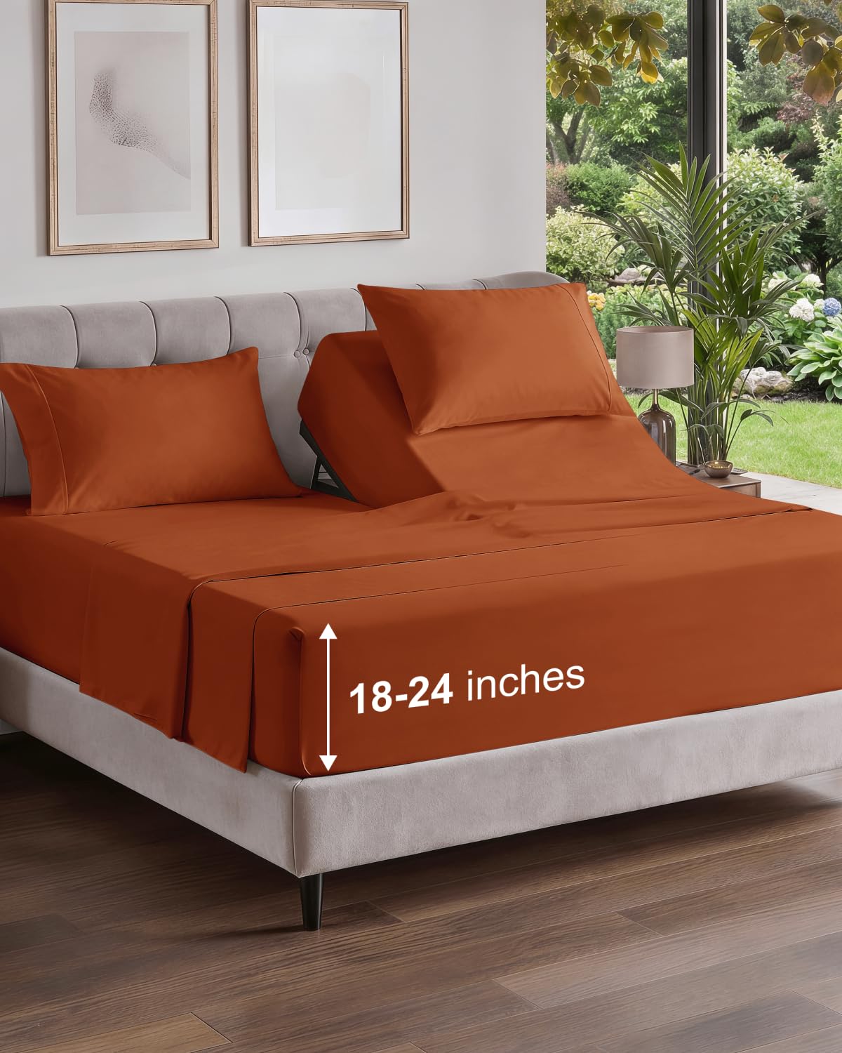 Extra Deep Queen Sheet Set - 4 Piece Breathable Cooling Sheets - Dark Grey