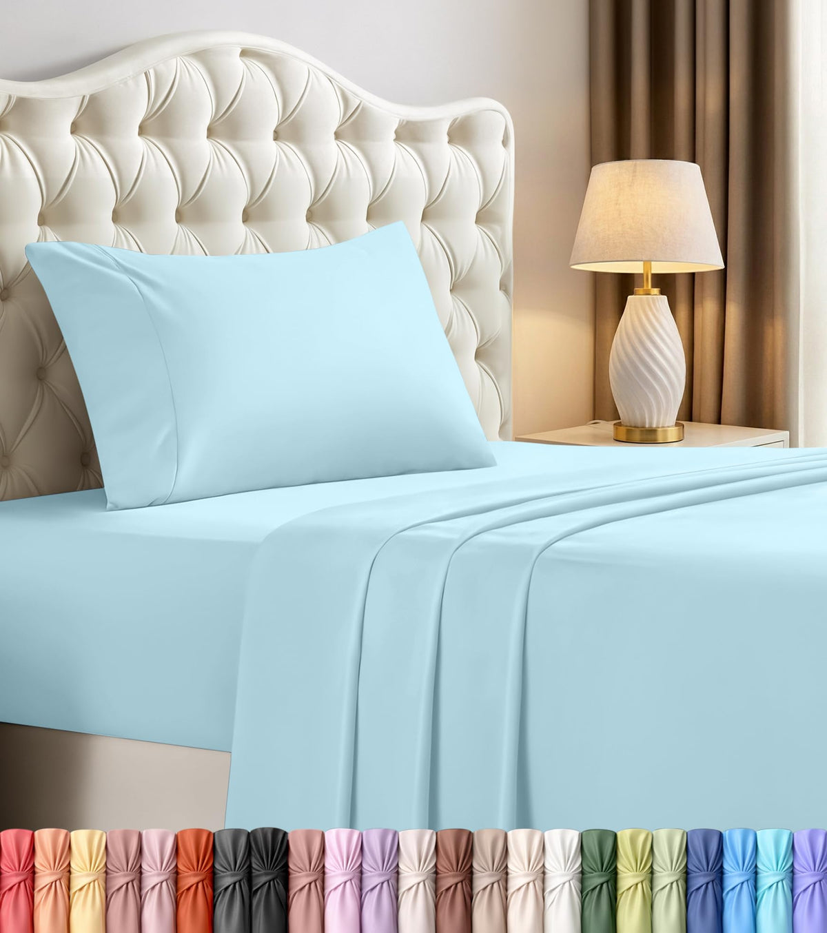 Queen Sheets Set, 4 Pieces 16" Deep Pocket Hotel Luxury Bed Sheets, Brown