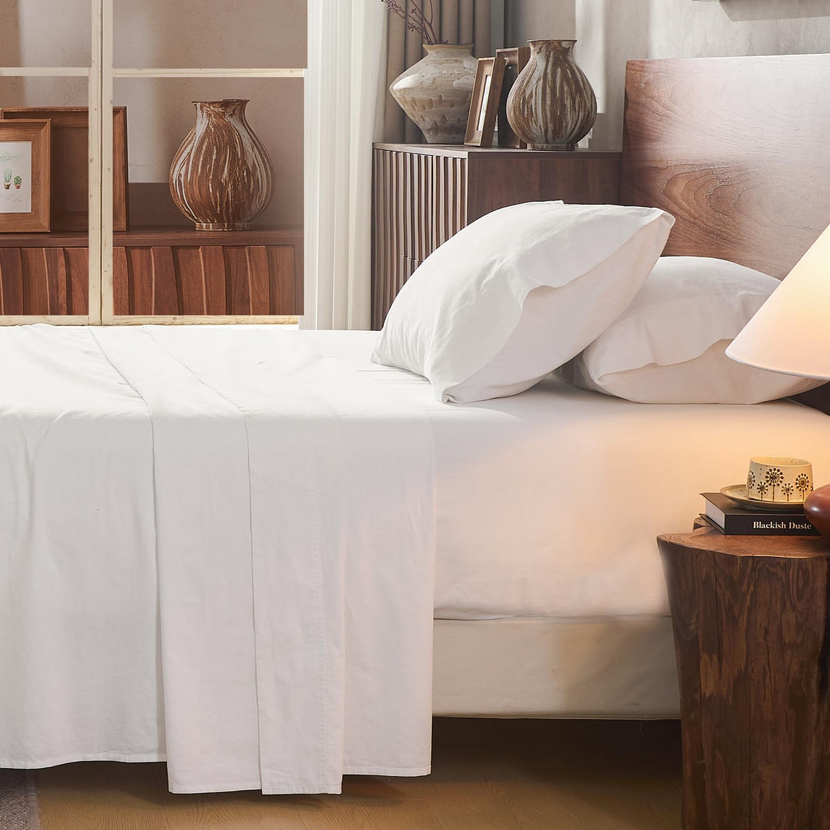 100% Linen Sheets Queen Size,Breathable & Durable 4-Piece Bed Flax Sheet Set,Soft All-Season Bedding for Hot Sleepers 16" Deep Pocket Oeko-TEX Certified,（Queen, Linen）