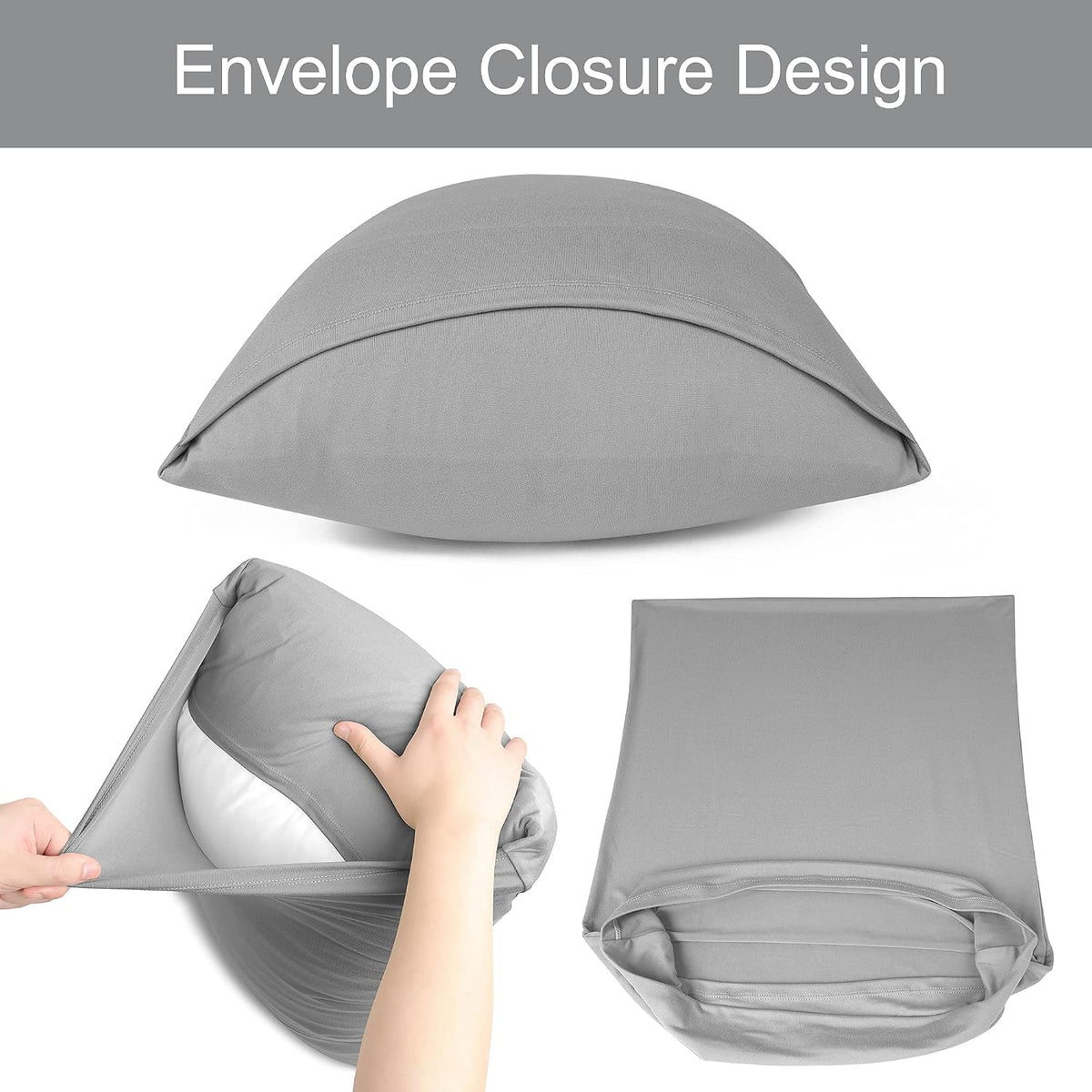 N&Y HOME Jersey Knit Pillow Cases Standard/Queen Set of 2, Light Gray
