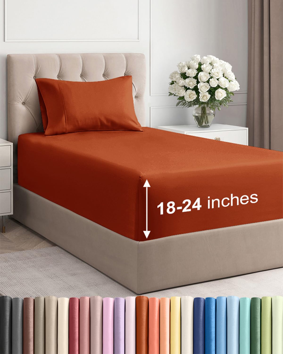 Extra Deep Queen Sheet Set - 4 Piece Breathable Cooling Sheets - Dark Grey