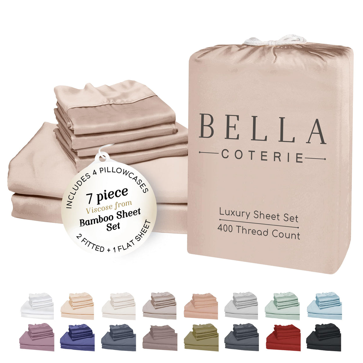 Bella Coterie Luxury Bamboo Viscose Queen Size Sheet Set