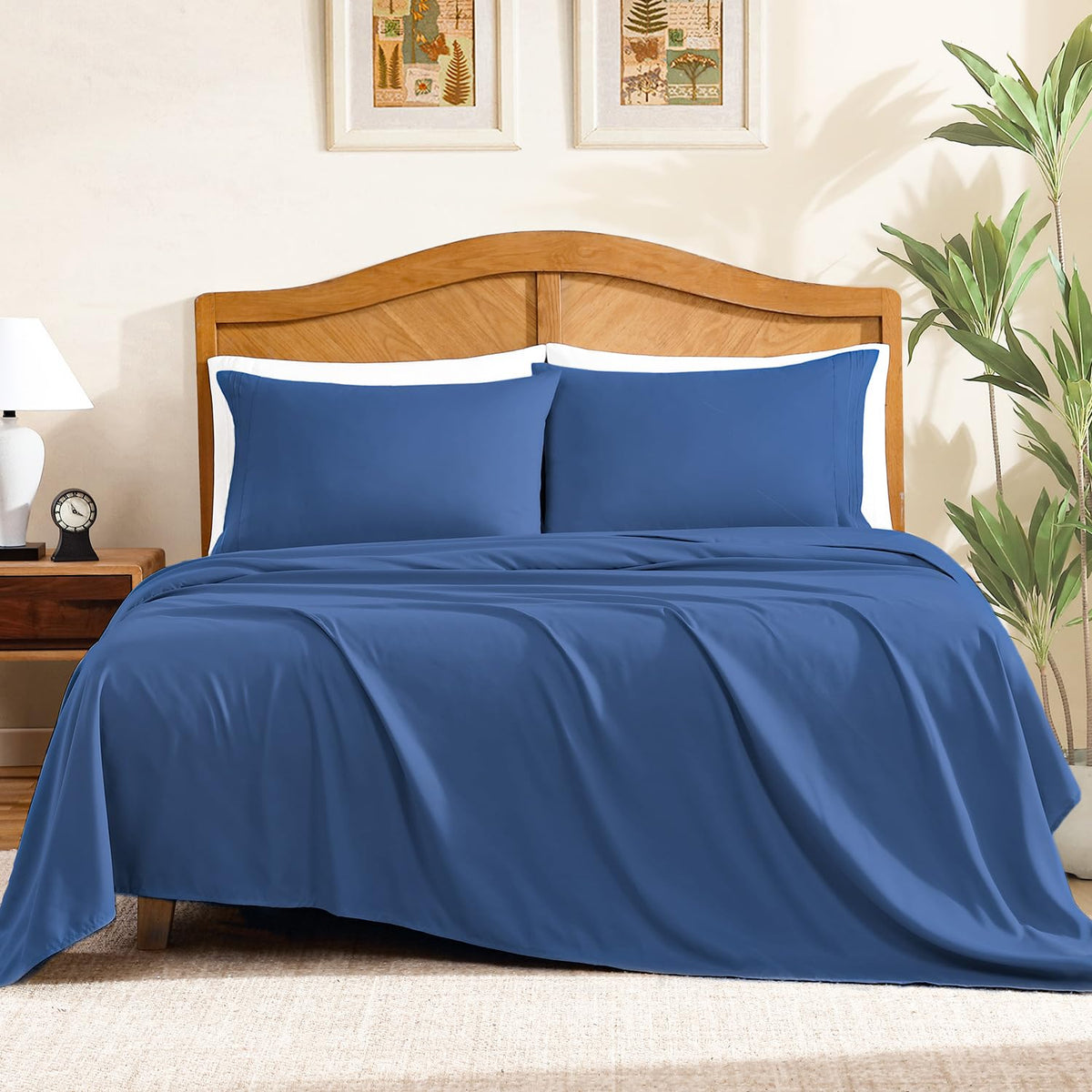 ClevaHome Queen Sheets Set, 4-Piece Fitted Queen Sheets, Lilac