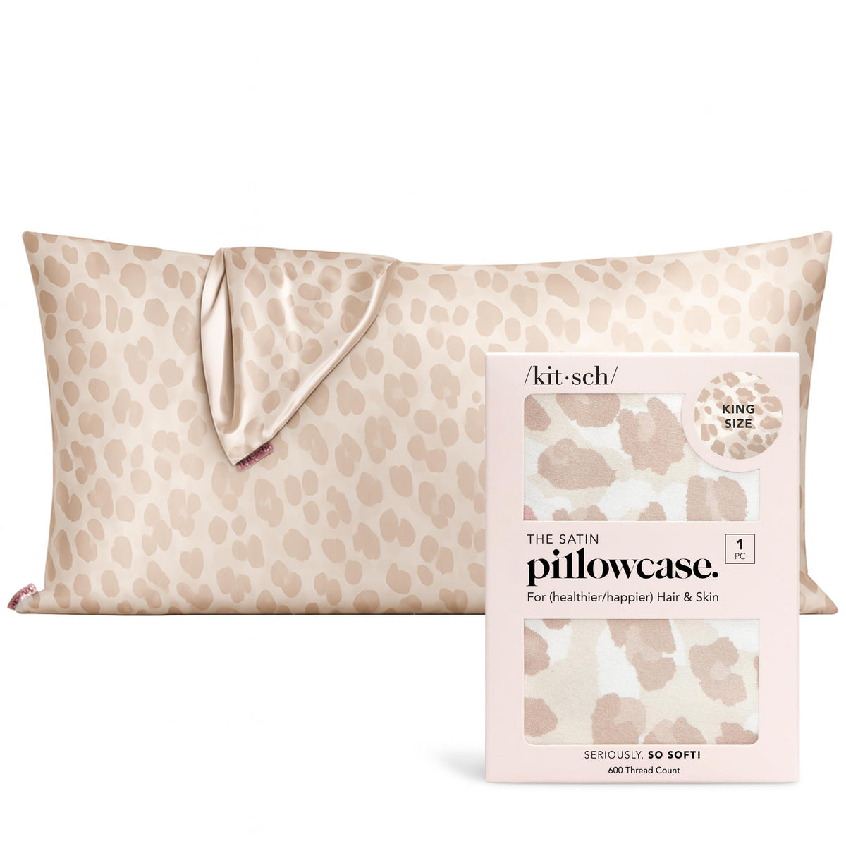Kitsch Satin Pillowcase with Zipper - 2 pcs Standard Size, Aura