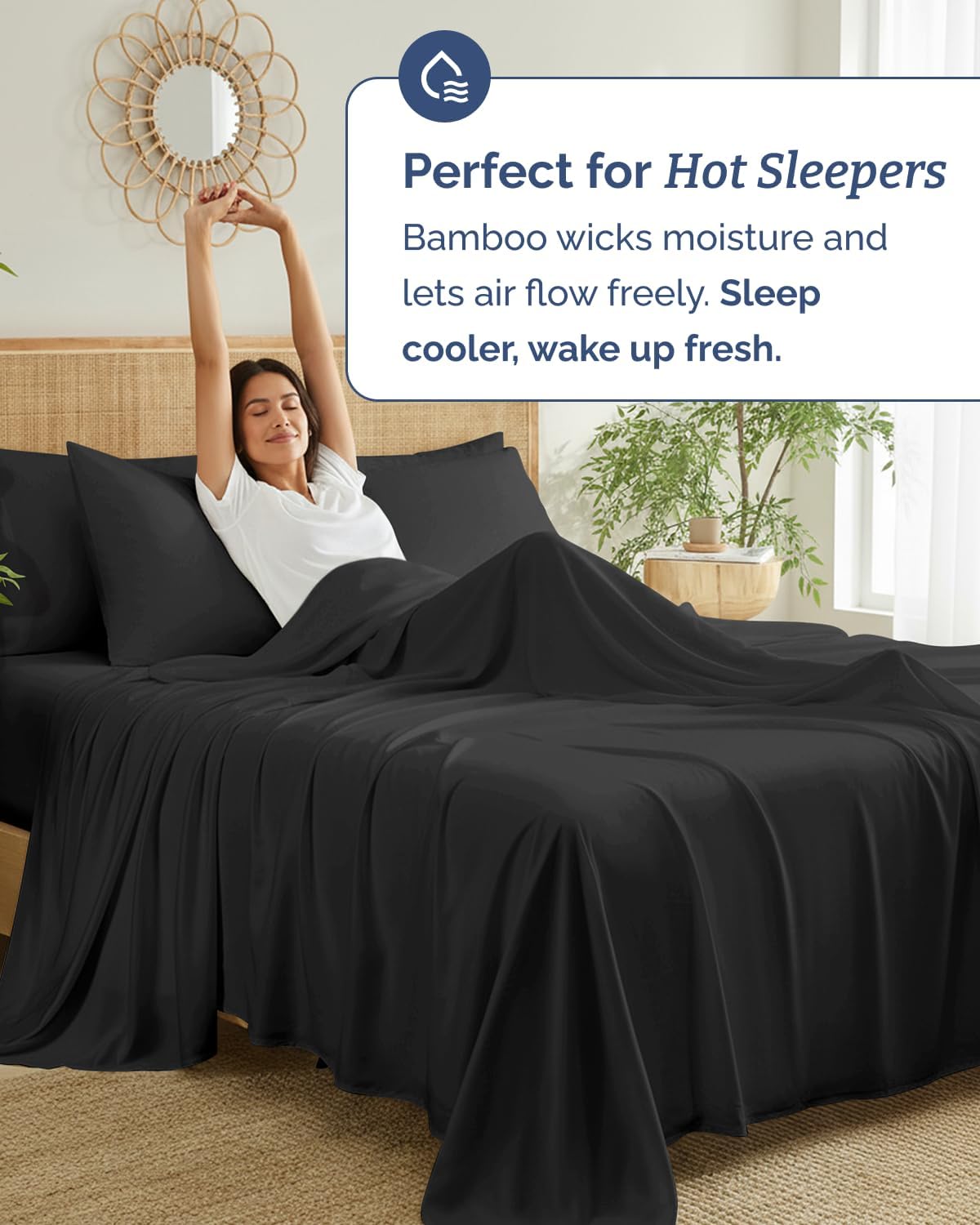 100% Rayon Derived from Bamboo - Bamboo Sheets Queen Size - Black