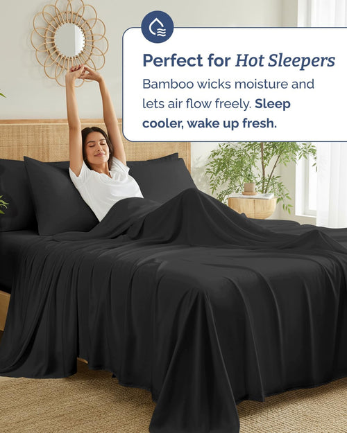 100% Rayon Derived from Bamboo - Bamboo Sheets Queen Size - Black