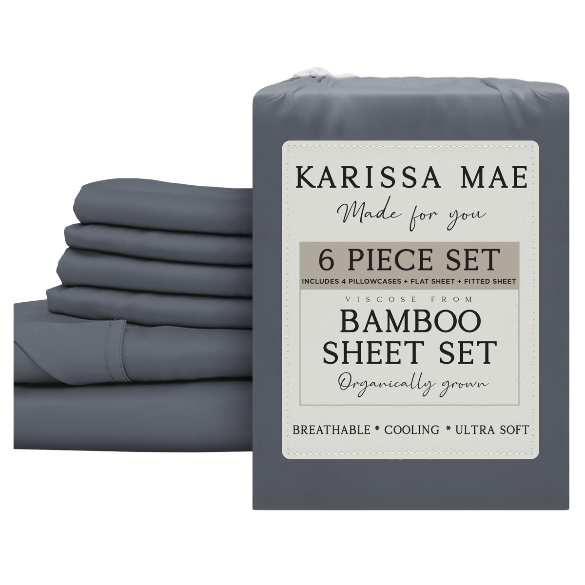 KARISSA MAE 7 Piece Luxury Bamboo Viscose Split King Sheets, FSC Certified