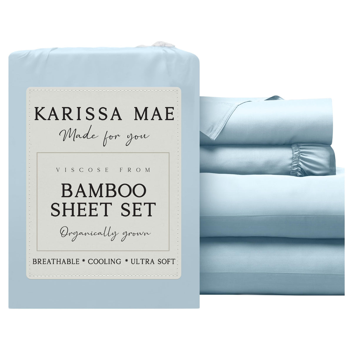 KARISSA MAE 7 Piece Luxury Bamboo Viscose Split King Sheets, FSC Certified