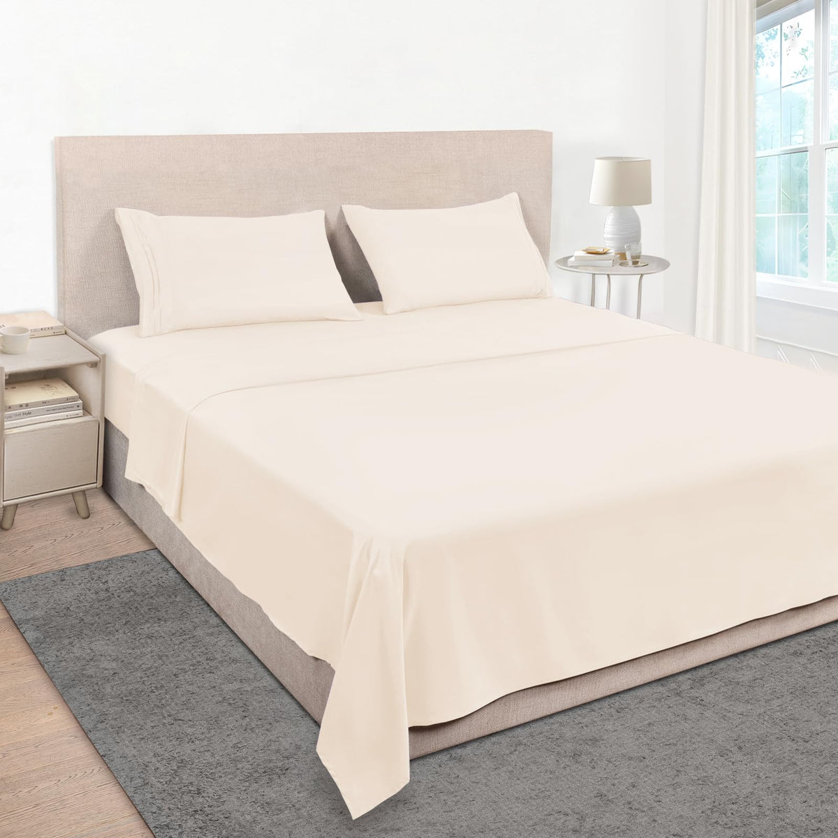 Mejoroom Queen Size Sheet Set - Hotel Luxury 1800 Bedding Sheets & Pillowcases - Deep Pocket Fitted Sheet, Soft, Breathable, Wrinkle & Fade Resistant - 4 Piece (Queen, Blush Pink)