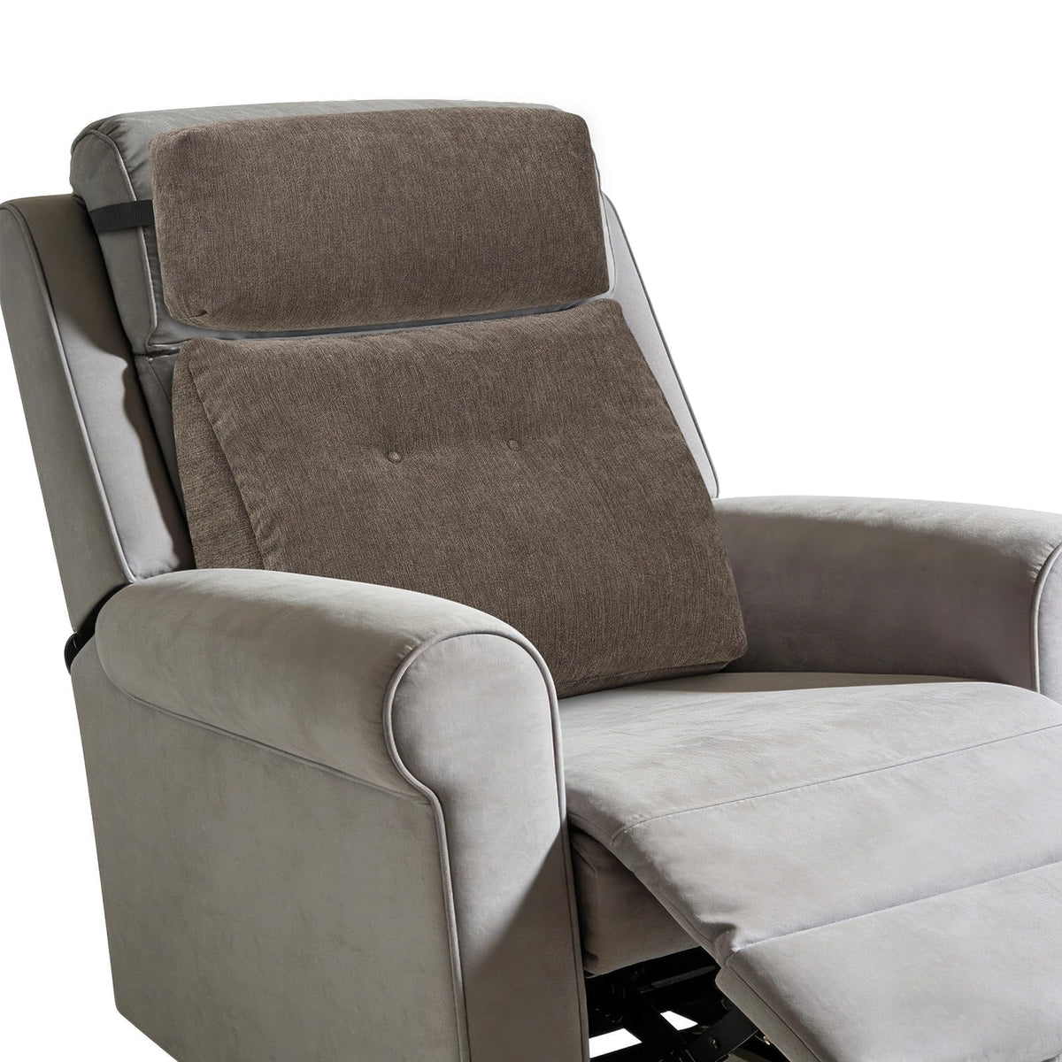 Lumbar Support Pillow for Recliner Chair with Headrest, Dual-Layer Large Back Pillow for Deep Couch & Sofa, Memory Foam Lower Back Support Cushion Set for Sciatica Relief Dark Grey
