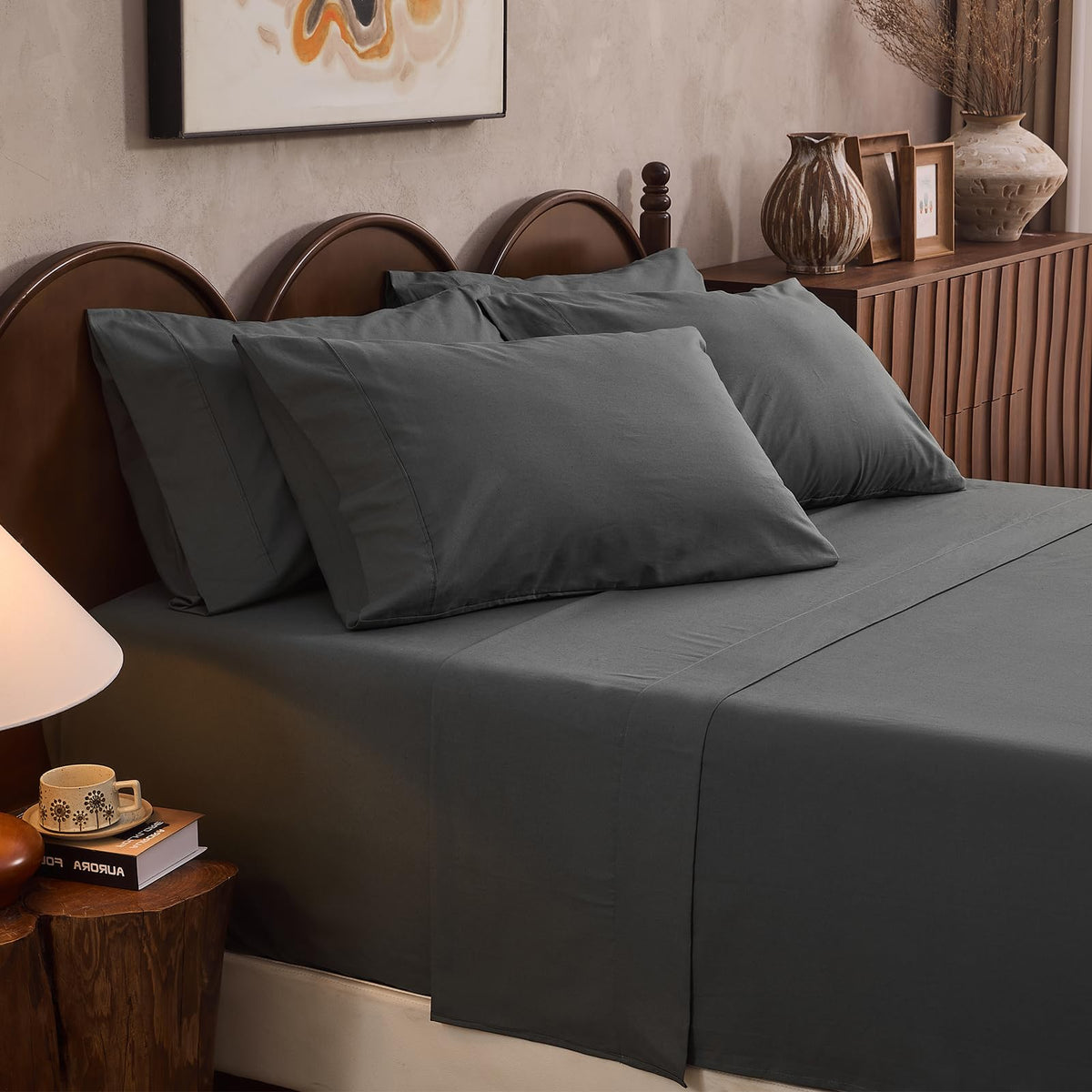 100% Linen Sheets Queen Size,Breathable & Durable 4-Piece Bed Flax Sheet Set,Soft All-Season Bedding for Hot Sleepers 16" Deep Pocket Oeko-TEX Certified,（Queen, Linen）