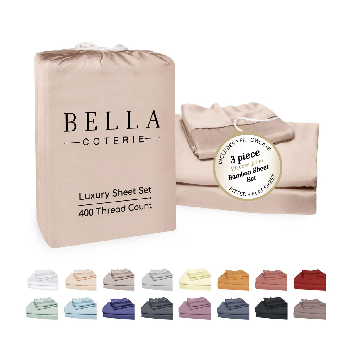 Bella Coterie Luxury Bamboo Viscose Queen Size Sheet Set
