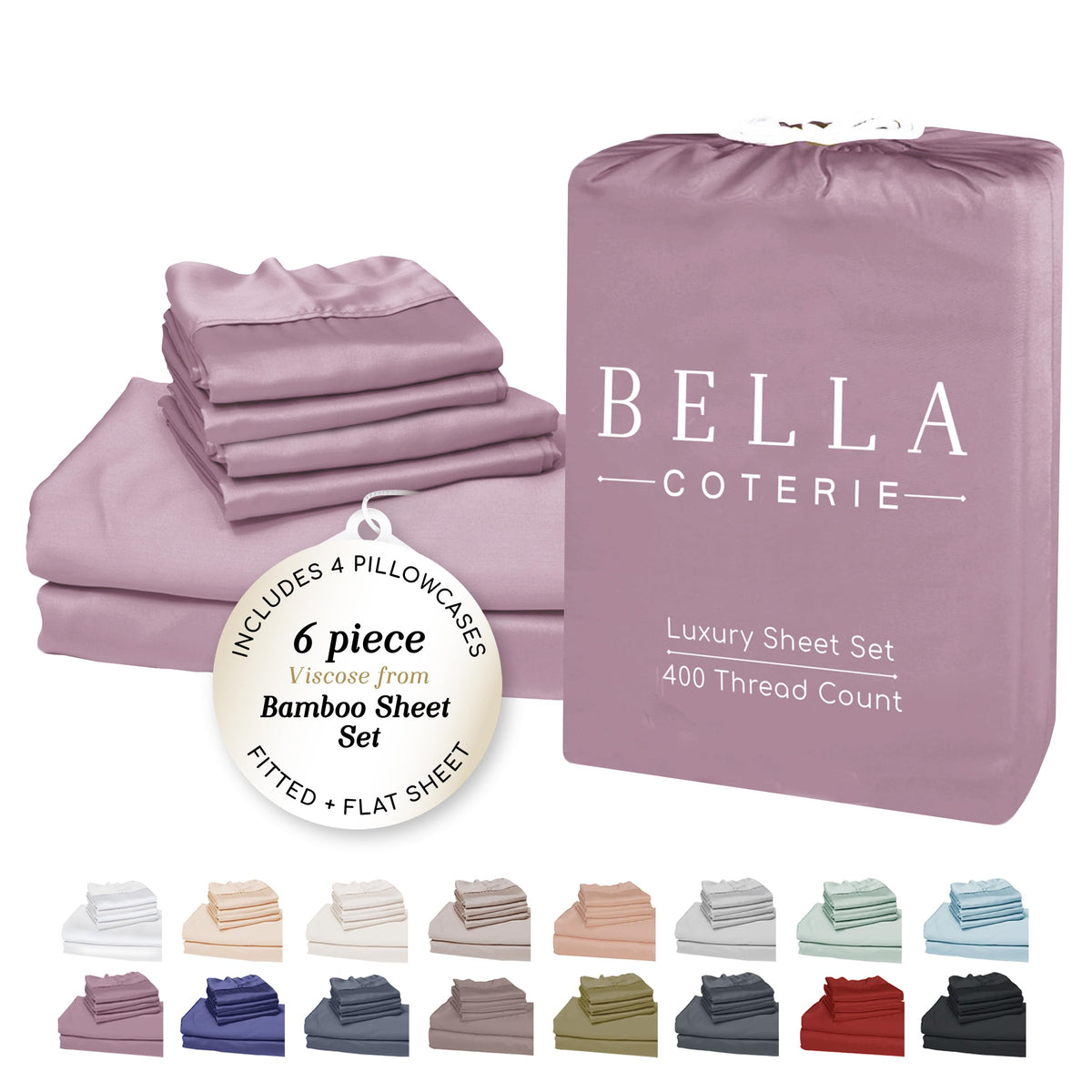 Bella Coterie Luxury Bamboo Viscose Queen Size Sheet Set
