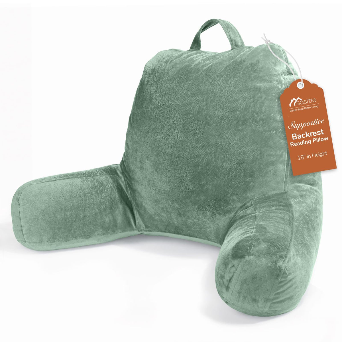 Sasttie Reading Pillow for Bed, Back Pillow for Sitting Up, Dark Grey