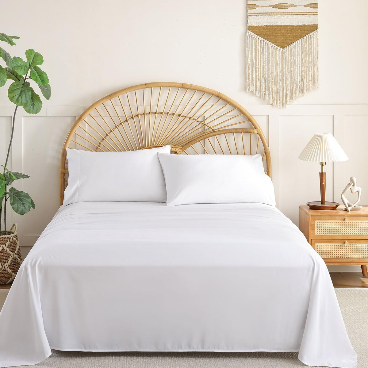 Full Size Sheet Sets, 4 Piece 15" Deep Pocket Full Sheet Set - White