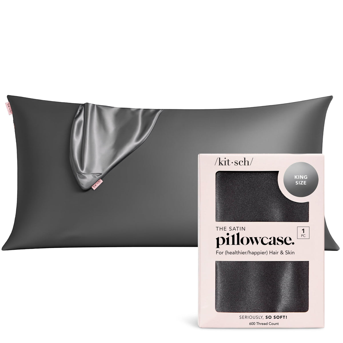 Kitsch Satin Pillowcase with Zipper - 2 pcs Standard Size, Aura