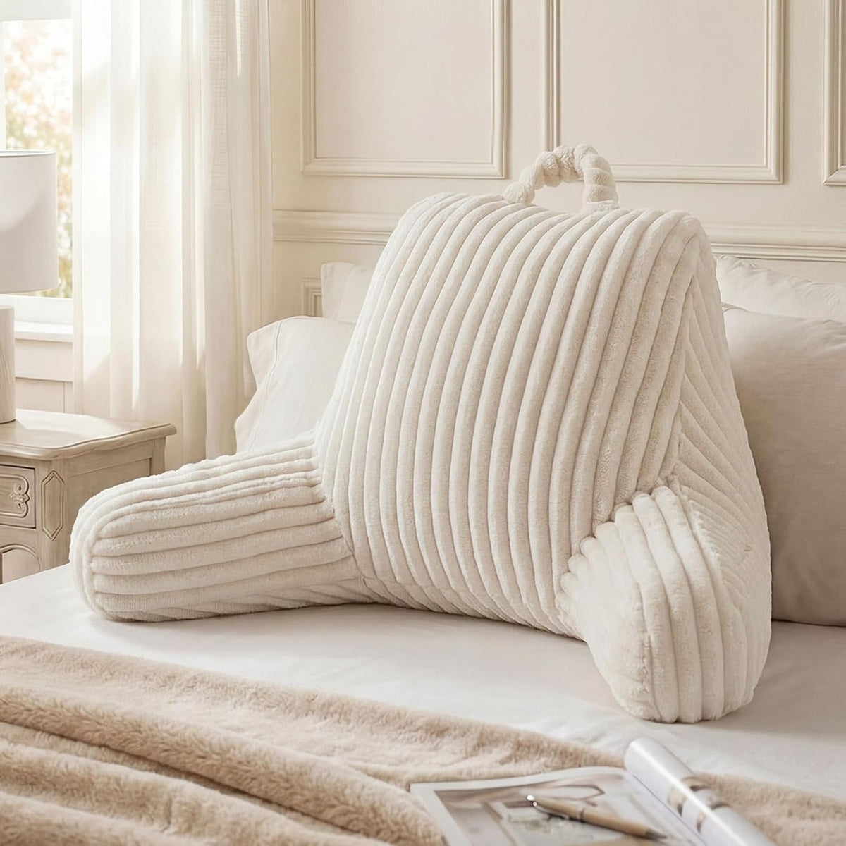 Blissful Diary Reading Pillow for Bed, Backrest Pillow, Cream White