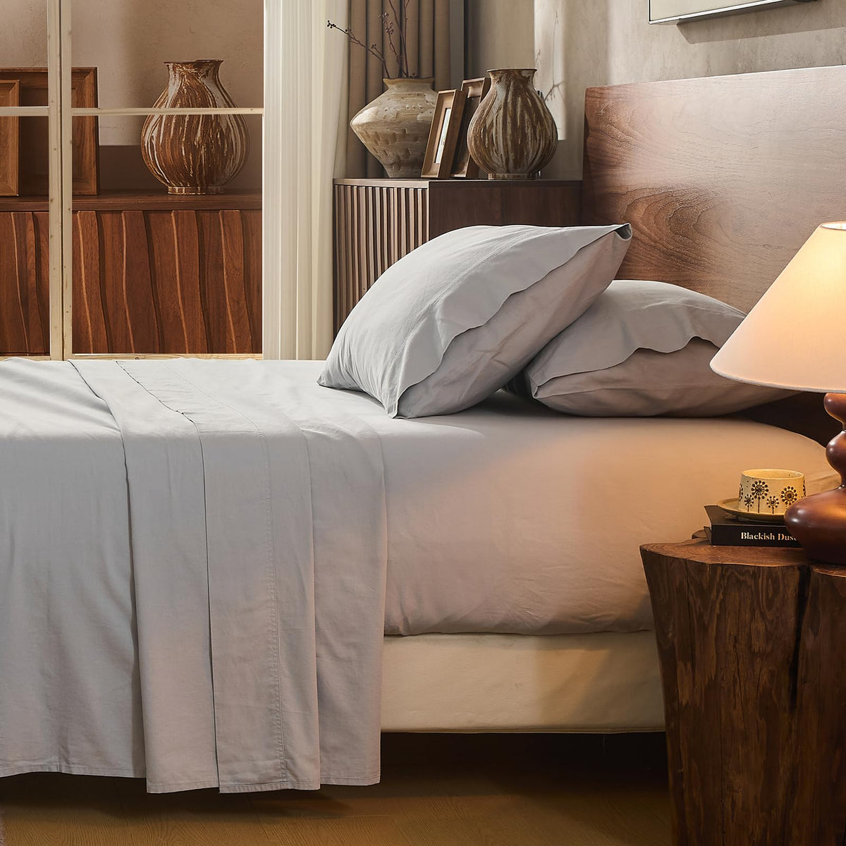 100% Linen Sheets Queen Size,Breathable & Durable 4-Piece Bed Flax Sheet Set,Soft All-Season Bedding for Hot Sleepers 16" Deep Pocket Oeko-TEX Certified,（Queen, Linen）