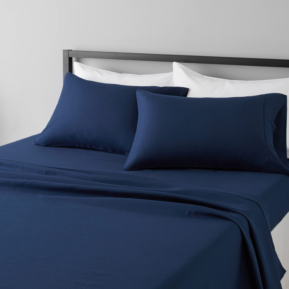Amazon Basics Lightweight Super Soft Easy Care Wrinkle-Free Breathable Brushed Microfiber 3-Piece Bed Sheet Set with 14-Inch Deep Pockets, Twin, Dark Gray, Solid