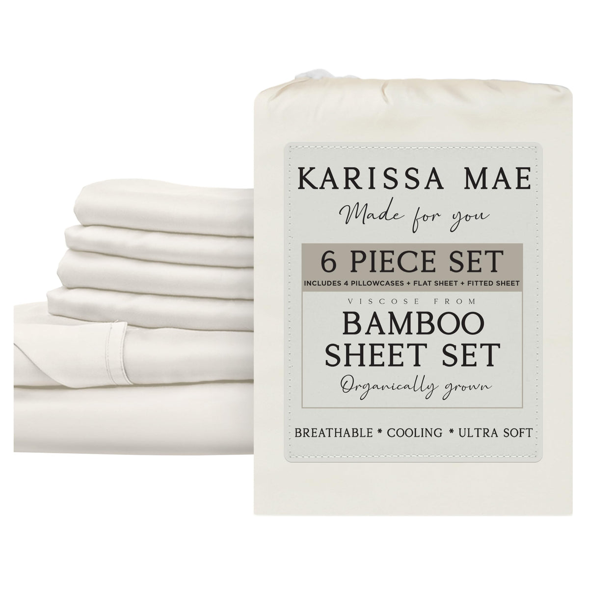 KARISSA MAE 7 Piece Luxury Bamboo Viscose Split King Sheets, FSC Certified