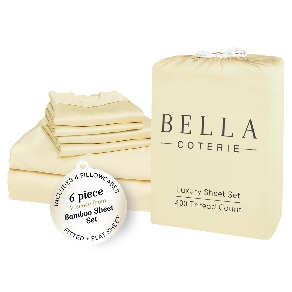 Bella Coterie Luxury Bamboo Viscose Queen Size Sheet Set