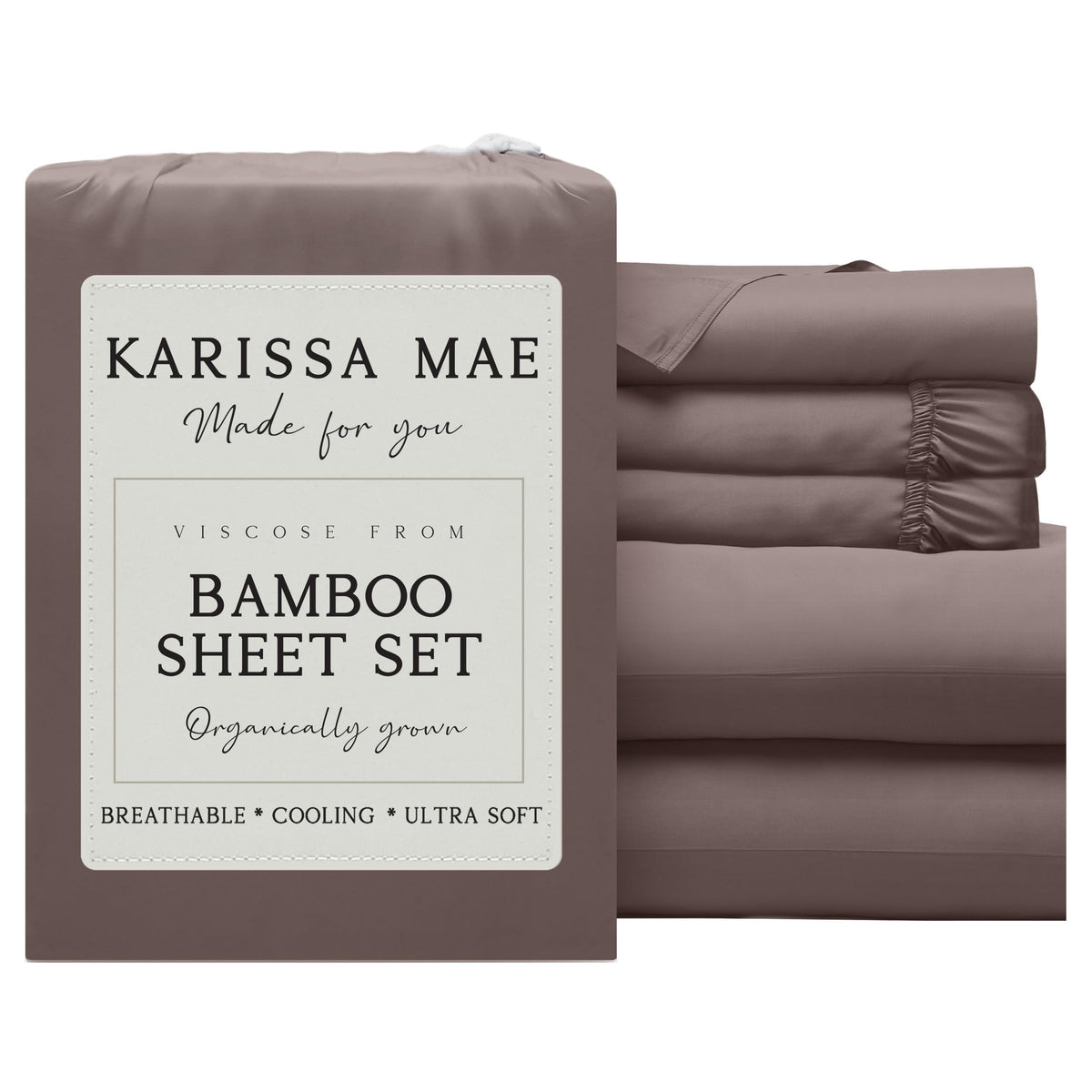KARISSA MAE 7 Piece Luxury Bamboo Viscose Split King Sheets, FSC Certified