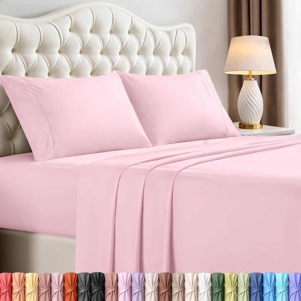 Queen Sheets Set, 4 Pieces 16" Deep Pocket Hotel Luxury Bed Sheets, White