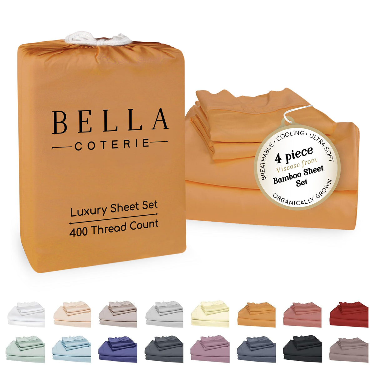 Bella Coterie Luxury Bamboo Viscose Queen Size Sheet Set