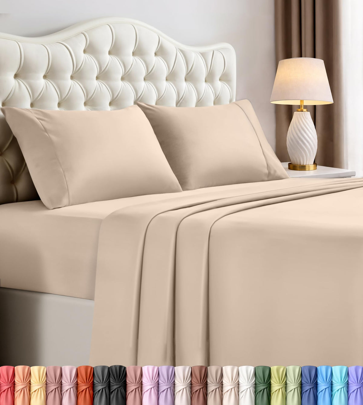 Twin Sheets Set, 3 Pieces 16" Deep Pocket Hotel Luxury Bed Sheets, Grey