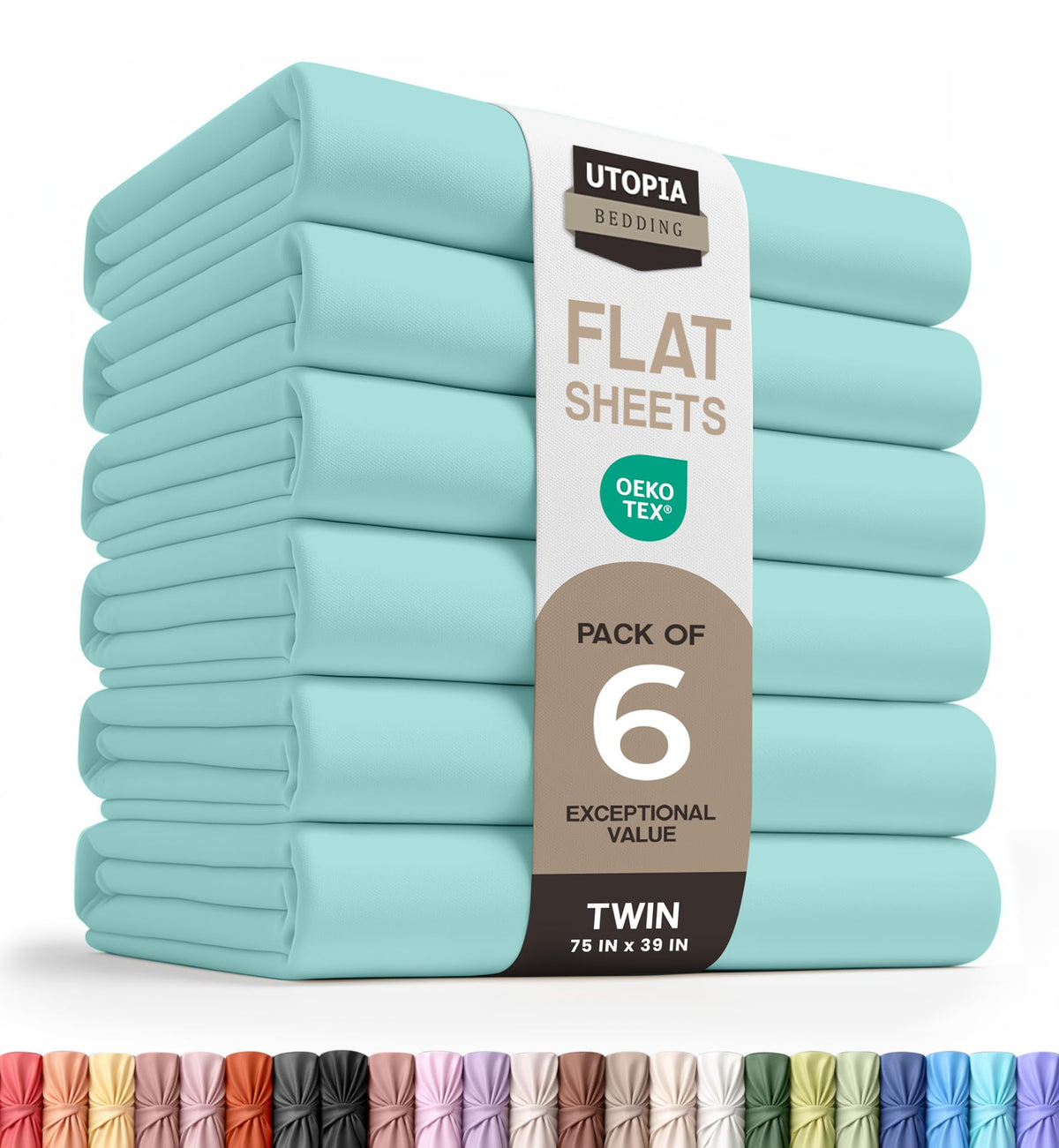 Twin Size Flat Sheet Only, Ultra Soft & Breathable Hotel Sheets, White