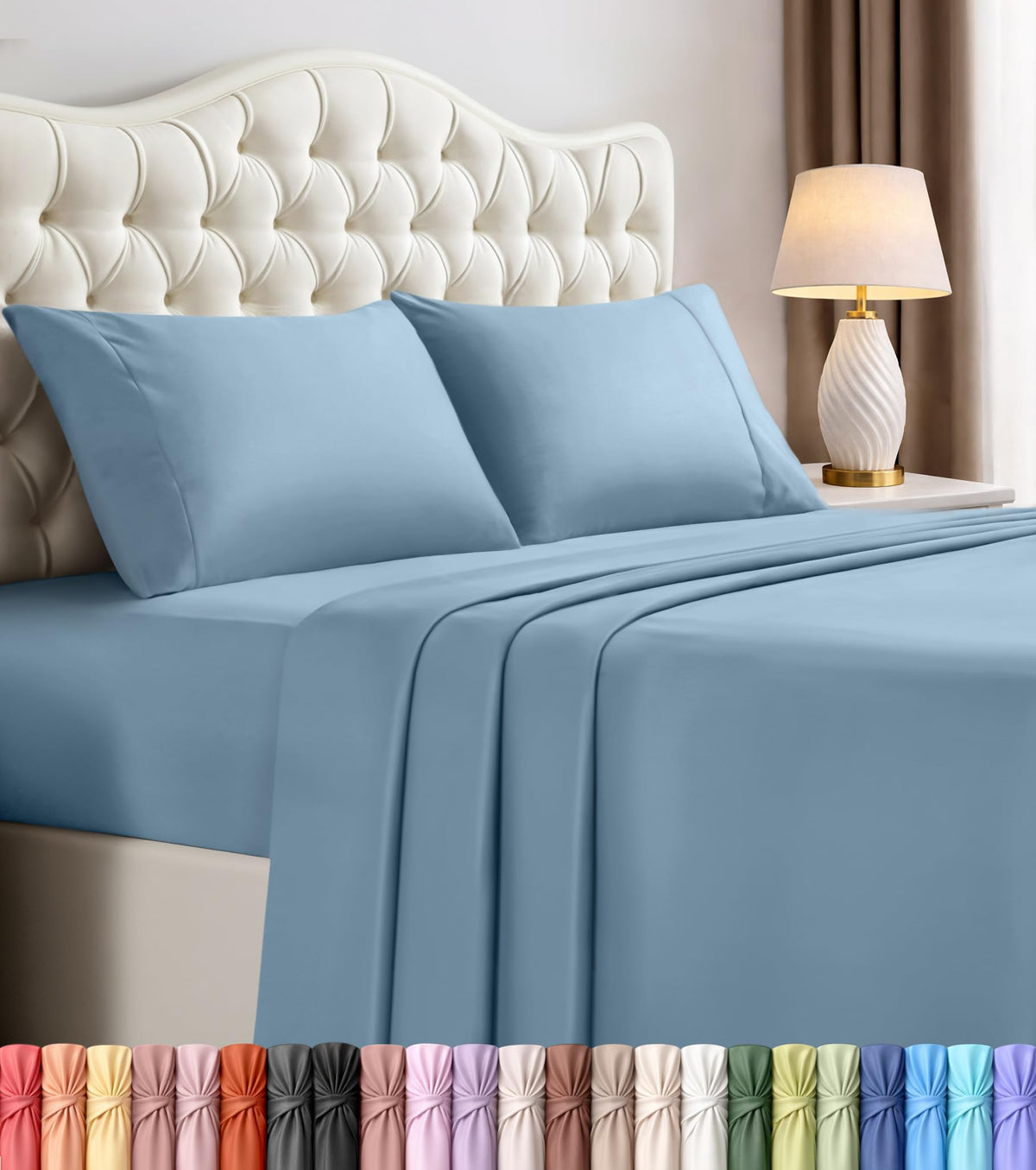 Twin Sheets Set, 3 Pieces 16" Deep Pocket Hotel Luxury Bed Sheets, Grey