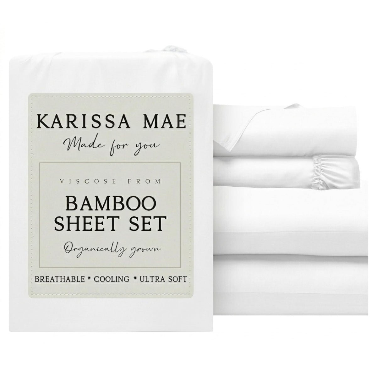 KARISSA MAE 7 Piece Luxury Bamboo Viscose Split King Sheets, FSC Certified