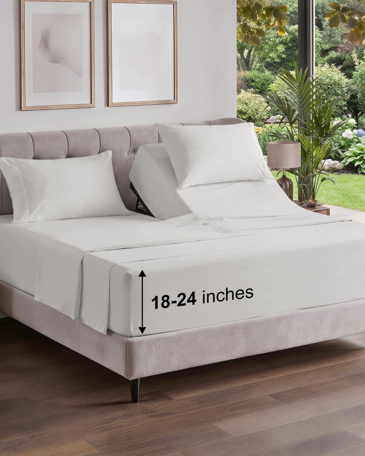 Extra Deep Queen Sheet Set - 4 Piece Breathable Cooling Sheets - Dark Grey